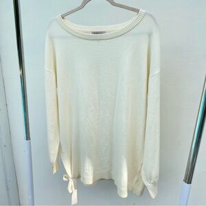 Y2K BCBGeneration Cream Oversized Tie Sweater Size Large